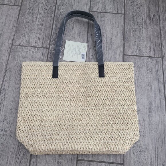 Donna Karan Cashmere Mist Collection Straw Tote Bag New with Tags - Picture 4 of 10